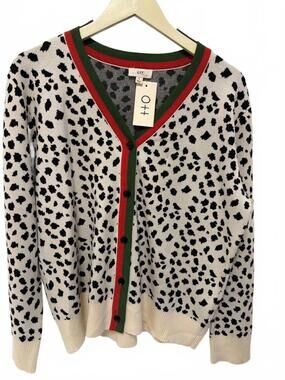 NEW LIME N CHILI women's animal print cardigan in ivory